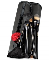 Master the art of makeup with Lancôme's five most luxurious brushes, essential for travel. Each brush is precision-crafted with the highest quality bristles for flawless application and professional artistry. With limited-edition lacquered black handles just for the holidays. The brushes are packed in a trendy, signature makeup case. Set contains: