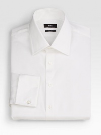 A smooth, regular fit is diamond-woven in crisp cotton with traditional French cuffs. Buttonfront Modified point collar French cuffs Cotton Dry clean Imported A smooth, regular fit is diamond-woven in crisp cotton with traditional French cuffs. Buttonfront Modified point collar French cuffs Cotton Dry clean Imported