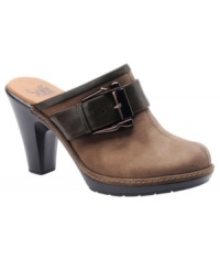 Clogs are usually a low-key, laid-back look, but with a belt buckle detail on the side vamp and 3-1/2 heel, Sofft's Aviano version has fashionable flair! Available in suede or leather with a round-toe silhouette, it'll look great with new jeans or corduroys. Clogs are usually a low-key, laid-back look, but with a belt buckle detail on the side vamp and 3-1/2 heel, Sofft's Aviano version has fashionable flair! Available in suede or leather with a round-toe silhouette, it'll look great with new jeans or corduroys.