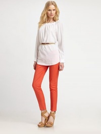 Worn on or off the shoulder, this timeless peasant blouse features an airy, cotton gauze fabrication, complemented by a bohemian rope belt. Elasticized necklineLong sleevesRope beltCurved hemPull-on styleAbout 28 from shoulder to hemCottonMachine washImported Model shown is 5'10 (177cm) wearing US size Small. Worn on or off the shoulder, this timeless peasant blouse features an airy, cotton gauze fabrication, complemented by a bohemian rope belt. Elasticized necklineLong sleevesRope beltCurved hemPull-on styleAbout 28 from shoulder to hemCottonMachine washImported Model shown is 5'10 (177cm) wearing US size Small.