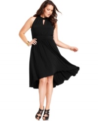 Dazzle from day to night with Spense's sleeveless plus size dress, punctuated by a high-low hem! Dazzle from day to night with Spense's sleeveless plus size dress, punctuated by a high-low hem!