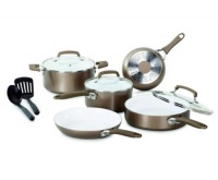 WearEver C944SA64 Pure Living Nonstick Ceramic Coating PTFE-PFOA-Cadmium Free Dishwasher Safe 10-Piece Cookware Set, Champagne Gold