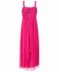 Fun and fashionable. Long elegant style that's eye-catching without being flashy, this bright sequin dress from Ruby Rox is perfect for summer style. Fun and fashionable. Long elegant style that's eye-catching without being flashy, this bright sequin dress from Ruby Rox is perfect for summer style.