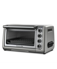 Go no farther than your countertop for toasting, baking, broiling and warming in an easy-to-clean oven with a non-stick interior that includes a broil pan and drip tray, providing you with endless low maintenance meal options. 1-year warranty. Model KCO111. Go no farther than your countertop for toasting, baking, broiling and warming in an easy-to-clean oven with a non-stick interior that includes a broil pan and drip tray, providing you with endless low maintenance meal options. 1-year warranty. Model KCO111.
