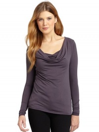 THE LOOKDraped necklineLong sleevesTHE FITAbout 24 from shoulder to hemTHE MATERIALViscose/spandexCARE & ORIGINDry cleanImportedModel shown is 5'10 (177cm) wearing US size Small.This item was originally available for purchase at Saks Fifth Avenue OFF 5TH stores. THE LOOKDraped necklineLong sleevesTHE FITAbout 24 from shoulder to hemTHE MATERIALViscose/spandexCARE & ORIGINDry cleanImportedModel shown is 5'10 (177cm) wearing US size Small.This item was originally available for purchase at Saks Fifth Avenue OFF 5TH stores.