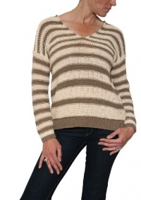 Women's Vince Double V-Neck L/S Cashmere Sweater in Buttermilk/Taupe