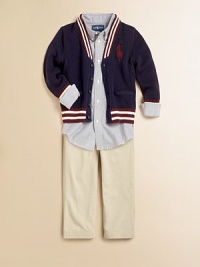 A v-neck baseball cardigan channels classic sporty style for a retro look.Ribbed v-neckLong sleevesButton-frontHip hand pocketsCottonMachine washImported Please note: Number of buttons may vary depending on size ordered. A v-neck baseball cardigan channels classic sporty style for a retro look.Ribbed v-neckLong sleevesButton-frontHip hand pocketsCottonMachine washImported Please note: Number of buttons may vary depending on size ordered.