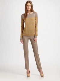 Fine Italian wool, tailored in a flattering slim-fit silhouette.Zip fly with tab closureBack welt pocketsInseam, about 3195% wool/5% elastaneDry cleanImported of Italian fabricModel shown is 5'11 (180cm) wearing US size 4. Fine Italian wool, tailored in a flattering slim-fit silhouette.Zip fly with tab closureBack welt pocketsInseam, about 3195% wool/5% elastaneDry cleanImported of Italian fabricModel shown is 5'11 (180cm) wearing US size 4.