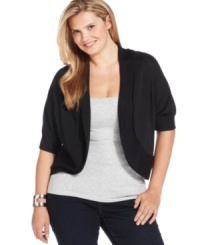 Lend a stylish layer to your look with Calvin Klein's half sleeve plus size cardigan, featuring an open front design.