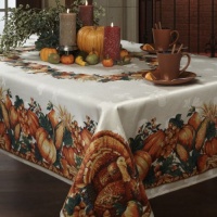Benson Mills Harvest Splendor Engineered Printed Fabric Tablecloth, 70-Inch Round Benson Mills Harvest Splendor Engineered Printed Fabric Tablecloth, 70-Inch Round