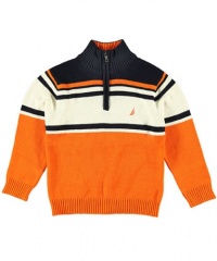 Nautica Sportswear Kids Boys 8-20 One-Fourth Zip Center Stripe Sweater Nautica Sportswear Kids Boys 8-20 One-Fourth Zip Center Stripe Sweater