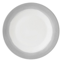 A watercolor wash of gradient gray migrates toward a warm neutral center to create an organic ombre effect on this durable, adaptable plate from Vera Wang. A watercolor wash of gradient gray migrates toward a warm neutral center to create an organic ombre effect on this durable, adaptable plate from Vera Wang.