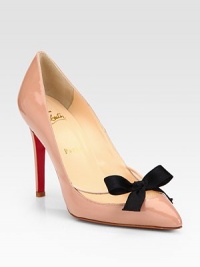 Patent leather point toe pump has mesh trim and a contrasting bow adornment. Self-covered heel, 4 (100mm)Patent leather and mesh upperLeather liningSignature red leather solePadded insoleMade in ItalyOUR FIT MODEL RECOMMENDS ordering one half size up as this style runs small. Patent leather point toe pump has mesh trim and a contrasting bow adornment. Self-covered heel, 4 (100mm)Patent leather and mesh upperLeather liningSignature red leather solePadded insoleMade in ItalyOUR FIT MODEL RECOMMENDS ordering one half size up as this style runs small.