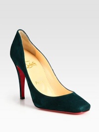 Plunging vamp, square toe and signature red leather sole individualize this timeless suede pump. Self-covered heel, 4 (100mm)Suede upperSquare toeLeather liningSignature red leather solePadded insoleMade in ItalyOUR FIT MODEL RECOMMENDS ordering one half size up as this style runs small. Plunging vamp, square toe and signature red leather sole individualize this timeless suede pump. Self-covered heel, 4 (100mm)Suede upperSquare toeLeather liningSignature red leather solePadded insoleMade in ItalyOUR FIT MODEL RECOMMENDS ordering one half size up as this style runs small.