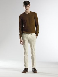 Endless style defines this crisp cotton blend trouser in a slim-fitting silhouette and a cuffed hem.Flat-front styleButton flySide slash, back flap pocketsInseam, about 3297% cotton/3% elastaneDry cleanMade in Italy Endless style defines this crisp cotton blend trouser in a slim-fitting silhouette and a cuffed hem.Flat-front styleButton flySide slash, back flap pocketsInseam, about 3297% cotton/3% elastaneDry cleanMade in Italy