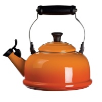 For nearly a century, Le Creuset has handcrafted enameled cookware of superlative quality, durability and versatility. And this richly-hued tea kettle is no exception. Featuring unique locking handles and heat-resistant phenolic knobs, it is easy to lift, pour and clean. For nearly a century, Le Creuset has handcrafted enameled cookware of superlative quality, durability and versatility. And this richly-hued tea kettle is no exception. Featuring unique locking handles and heat-resistant phenolic knobs, it is easy to lift, pour and clean.