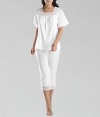 Hanro Mia Cropped Pajama Set, S, White