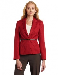 AK Anne Klein Women's Petite Belted Blazer, Dark Coral Clay, 14