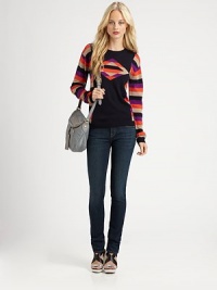 Crafted of ultra-fine merino wool, this long-sleeved knit boasts spirited stripes and contrasting front.CrewneckLong sleevesPullover styleRibbed collar, cuffs and hemAbout 23 from shoulder to hemWoolDry cleanImportedSIZE & FITModel shown is 5'10 (177cm) wearing a US size Small. Crafted of ultra-fine merino wool, this long-sleeved knit boasts spirited stripes and contrasting front.CrewneckLong sleevesPullover styleRibbed collar, cuffs and hemAbout 23 from shoulder to hemWoolDry cleanImportedSIZE & FITModel shown is 5'10 (177cm) wearing a US size Small.