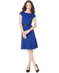 A honeycomb texture, smart seaming and an A-line silhouette makes this AK Anne Klein dress ready for to make a polished impression anywhere you wear it. A removable belt is a sharp finishing touch. A honeycomb texture, smart seaming and an A-line silhouette makes this AK Anne Klein dress ready for to make a polished impression anywhere you wear it. A removable belt is a sharp finishing touch.