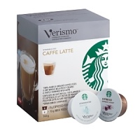 Make perfect 2% cafe lattes with these fresh-packed single-cup whole milk pods from Starbucks, designed for use with the Verismo™ coffee system. Make perfect 2% cafe lattes with these fresh-packed single-cup whole milk pods from Starbucks, designed for use with the Verismo™ coffee system.