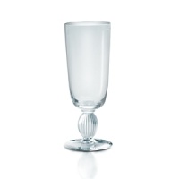 Detailed with Lalique's signature touch - a swirl of frosted glass on the stem. Shown from left to right: carafe, pitcher, flute, goblet, wine glass, small wine glass. Detailed with Lalique's signature touch - a swirl of frosted glass on the stem. Shown from left to right: carafe, pitcher, flute, goblet, wine glass, small wine glass.