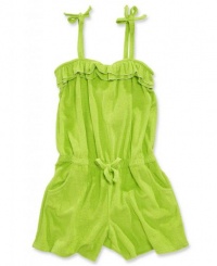 Pink Platinum Girls Swim Coverup Terry Cloth Romper - Lime (Size 10/12) Pink Platinum Girls Swim Coverup Terry Cloth Romper - Lime (Size 10/12)