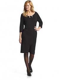 THE LOOKContrast tipped necklineRuched bow detail at frontThree-quarter length sleevesTHE FITAbout 42 from shoulder to hemTHE MATERIAL56% viscose/30% nylon/14% silkCARE & ORIGINHand wash or dry cleanImported THE LOOKContrast tipped necklineRuched bow detail at frontThree-quarter length sleevesTHE FITAbout 42 from shoulder to hemTHE MATERIAL56% viscose/30% nylon/14% silkCARE & ORIGINHand wash or dry cleanImported