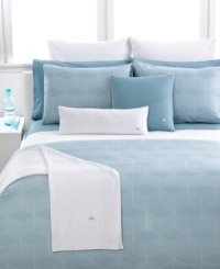 Calm, cool & collected! Add a touch of modern style to your bed with this Trocadero sham from Lacoste. A landscape of geometric patterns are the focal point, while piped edges and the signature Lacoste crocodile patch add extra flair. Calm, cool & collected! Add a touch of modern style to your bed with this Trocadero sham from Lacoste. A landscape of geometric patterns are the focal point, while piped edges and the signature Lacoste crocodile patch add extra flair.