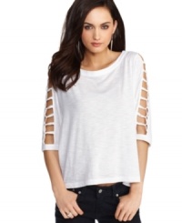 Cutouts add edge to this BCBGeneration top for a hot look that can go from day to night! Cutouts add edge to this BCBGeneration top for a hot look that can go from day to night!