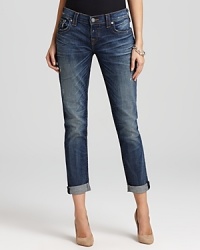 A signature boyfriend fit, the True Religion Cameron jeans are worn and faded for optimal comfort. Vintage hardware and distressed detailing authenticates the lived-in look. A signature boyfriend fit, the True Religion Cameron jeans are worn and faded for optimal comfort. Vintage hardware and distressed detailing authenticates the lived-in look.