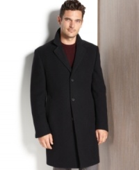 Living up to its reputation for using only the finest fabrics, DKNY tailors Beacon, a single-breasted topcoat, from a luxe wool/cashmere blend. Living up to its reputation for using only the finest fabrics, DKNY tailors Beacon, a single-breasted topcoat, from a luxe wool/cashmere blend.