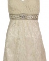 Studio SW Beaded Lace Bubble Hem Dress (10, Champagne/Blush)