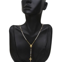 18 Fancy Rosary Bead White & Gold Plated Necklace 18 Fancy Rosary Bead White & Gold Plated Necklace