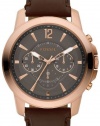 Fossil Grant Leather Watch Brown with Rose