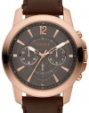 Fossil Grant Leather Watch Brown with Rose