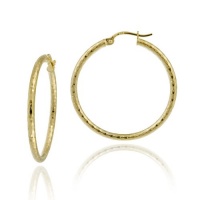 18k Yellow Gold Plated Sterling Silver Diamond-Cut 2x30 Clicktop Hoop Earrings 18k Yellow Gold Plated Sterling Silver Diamond-Cut 2x30 Clicktop Hoop Earrings