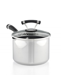 A uniquely designed straining lid and built-in pouring spouts let you skip the colander and go straight from prep to pour with ease. A stainless steel construction with encapsulated aluminum base evenly distributes heat and offers the TOTAL Food Release System and Dupont Autograph Nonstick for simple release, healthier cooking & easy cleanup. Lifetime warranty. A uniquely designed straining lid and built-in pouring spouts let you skip the colander and go straight from prep to pour with ease. A stainless steel construction with encapsulated aluminum base evenly distributes heat and offers the TOTAL Food Release System and Dupont Autograph Nonstick for simple release, healthier cooking & easy cleanup. Lifetime warranty.