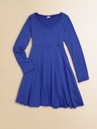 Named for the way its super full skirt moves with you, this silky knit is simply styled and sweetly shaped.Scoop necklineEmpire waistLong sleevesFull skirtPullover stylingModal/spandexMachine washImported Named for the way its super full skirt moves with you, this silky knit is simply styled and sweetly shaped.Scoop necklineEmpire waistLong sleevesFull skirtPullover stylingModal/spandexMachine washImported