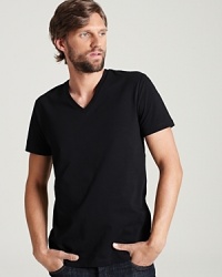 Short sleeve v-neck tee shirt in a comfortable, lightweight cotton. Short sleeve v-neck tee shirt in a comfortable, lightweight cotton.
