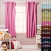 Solid Thermal Insulated Blackout Curtain 63L- 1 Set-PINK