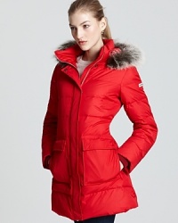 Quilted for paramount warmth and comfort with a lofty fur-trimmed hood you may remove, this new HUNTER parka offers the utmost protection from nature's elements in a versatile three-quarter silhouette. Quilted for paramount warmth and comfort with a lofty fur-trimmed hood you may remove, this new HUNTER parka offers the utmost protection from nature's elements in a versatile three-quarter silhouette.