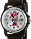 Disney Women's MCK624 Minnie Mouse Moving Hands Black and Brown Strap Watch