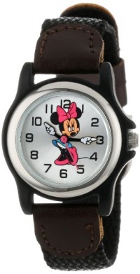 Disney Women's MCK624 Minnie Mouse Moving Hands Black and Brown Strap Watch