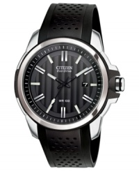 Black and silver sophistication with sport watch appeal, by Citizen. The Eco-Drive tech harnesses the power of natural and artificial light, never needing a battery. From the Drive from Citizen Eco-Drive collection. Black and silver sophistication with sport watch appeal, by Citizen. The Eco-Drive tech harnesses the power of natural and artificial light, never needing a battery. From the Drive from Citizen Eco-Drive collection.
