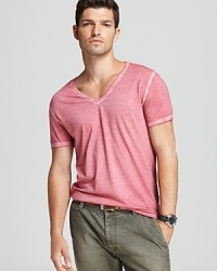 The Toulouse tee's innovative dye technique adds contrast and depth, especially at the V-neckline and short sleeves. The Toulouse tee's innovative dye technique adds contrast and depth, especially at the V-neckline and short sleeves.