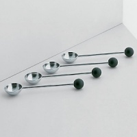This sugar spoon set by Michael Graves is composed of four teaspoons in polished steel with sphere-shaped knob in black. Makes a great hostess gift too! This sugar spoon set by Michael Graves is composed of four teaspoons in polished steel with sphere-shaped knob in black. Makes a great hostess gift too!