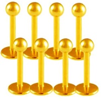 16g 16 gauge (1.2mm), 3/8 Inches (10mm) long - Gold Anodized surgical steel Lip Bar Labret Ball Ring Monroe Ear Tragus Stud Earrings AFZD - Pierced Body Piercing Jewelry- Set of 8 16g 16 gauge (1.2mm), 3/8 Inches (10mm) long - Gold Anodized surgical steel Lip Bar Labret Ball Ring Monroe Ear Tragus Stud Earrings AFZD - Pierced Body Piercing Jewelry- Set of 8