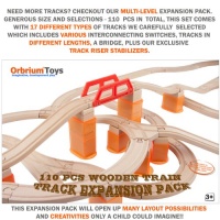 110 PCs Orbrium Toys Multi-Level Wooden Train Track Expansion Pack with Stackable Track Riser Stabilizers Generic Fits Thomas Brio Chuggington Set 110 PCs Orbrium Toys Multi-Level Wooden Train Track Expansion Pack with Stackable Track Riser Stabilizers Generic Fits Thomas Brio Chuggington Set