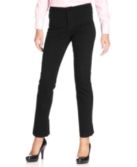 Looking for the perfect straight-leg jeans? Look no further than this style from Jones New York Signature, featuring a clean, black wash and sparkling studded back pockets. Looking for the perfect straight-leg jeans? Look no further than this style from Jones New York Signature, featuring a clean, black wash and sparkling studded back pockets.
